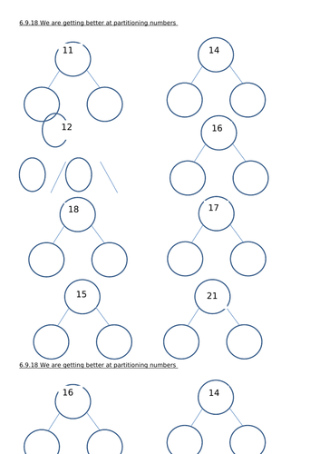 Partitioning numbers to fifty