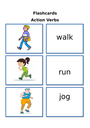 Flashcards - Action Verbs | Teaching Resources