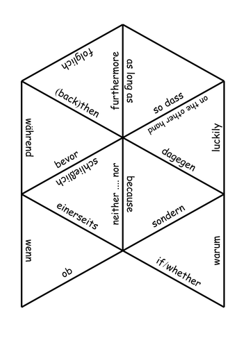 German conjunctions puzzle with Tarsia