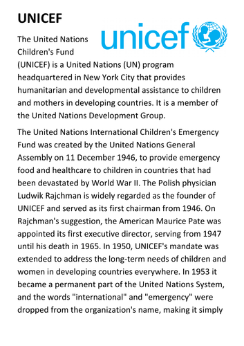 UNICEF Handout