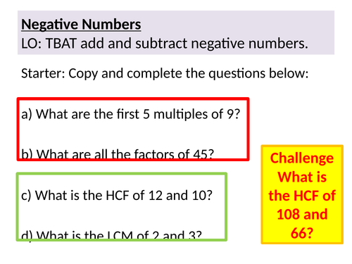 Negative Numbers Complete Lesson