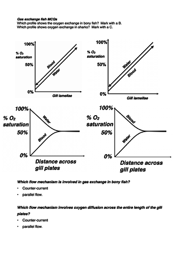 Gas exchange in fish MCQs no answers