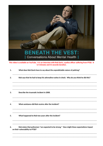 Beneath the Vest.  Conversations about mental health