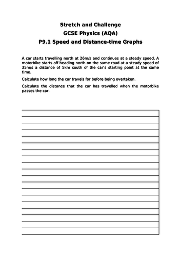 AQA Physics GCSE P9 (Motion) - Gifted and Talented Resource Worksheets