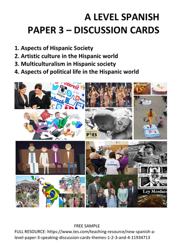 Spanish A Level: Discussion cards (Paper 3 - Speaking)