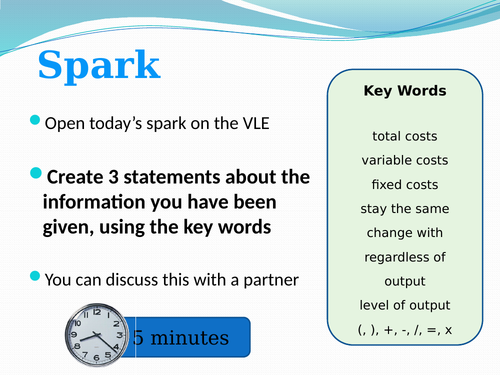 Break even GCSE Activity, worksheet and powerpoint