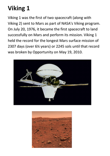 Viking I - Mars Handout