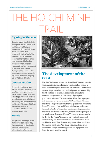 The Ho Chi Minh Trail Worksheet