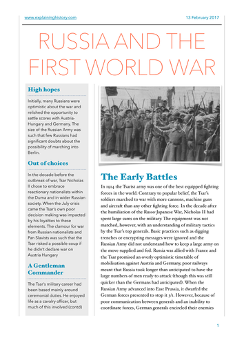 Russia and the First World War