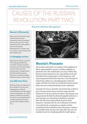 Causes of the Russian Revolution Part Two