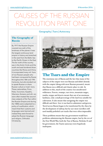 Causes of the Russian Revolution Part One