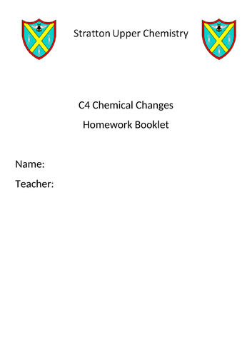 NEW AQA GCSE 9-1 / 1-9 Chemical Changes Homework / AFL / Revision Booklet with ANSWERS