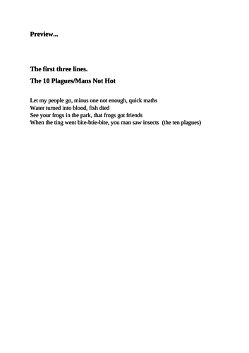 10 Plagues rap - Mans not hot reworded - Perfect for Passover/Seder assembly.