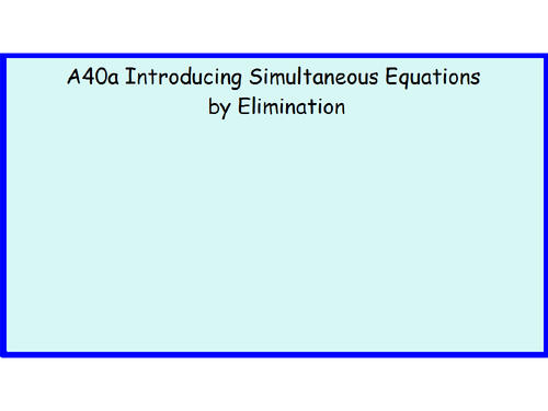 A40a Introducing Simultaneous Equations