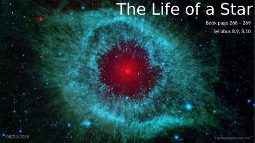 Unit 8 Lesson 4 The life of a star Edexcel IGCSE Physics 1st examination 2019