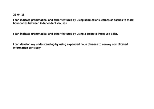 Year 5 Literacy Week of Lessons - Semi Colons