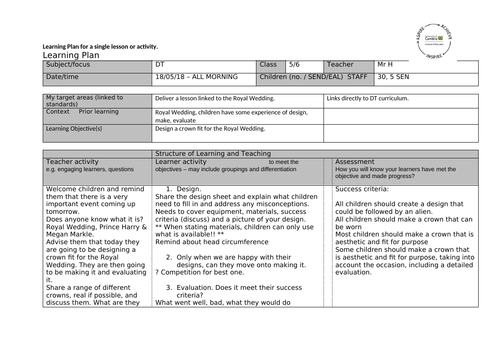 Year 5 - Designing a crown for the Royal Wedding