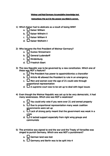 Edexcel GCSE History (9-1) Weimar and Nazi Germany Accumulative ...