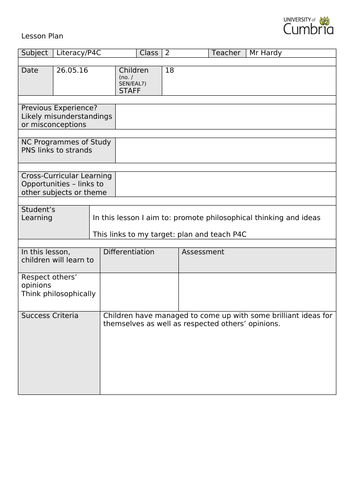 P4C Plan Willy and Hugh