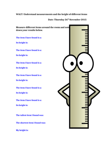 year 2 worksheet measurement teaching resources