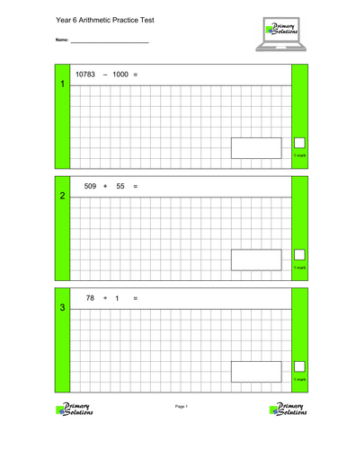 year 6 arithmetic test teaching resources