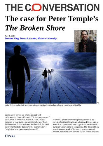 Review: The Case for Peter Temple's The Broken Shore