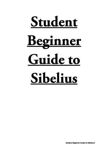 Beginners Guide to Sibelius