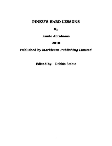PINKU'S HARD LESSON(AFRICAN CHILDREN'S STORY)