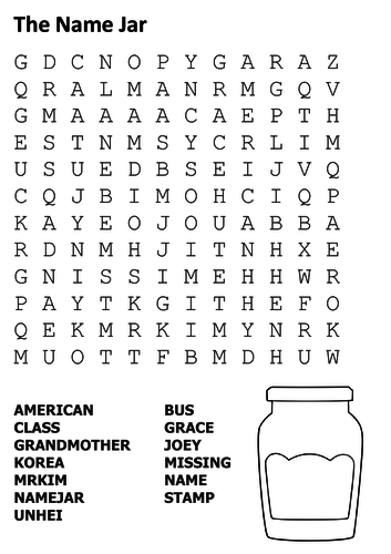 The Name Jar Word Search
