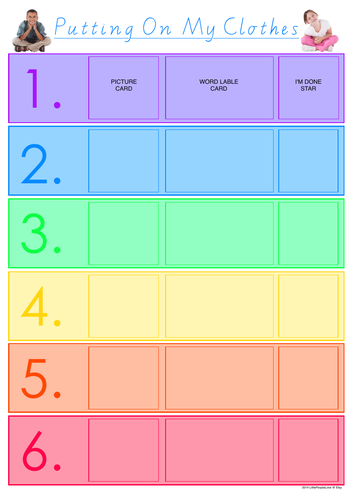 Putting On My Clothes Routine Chart