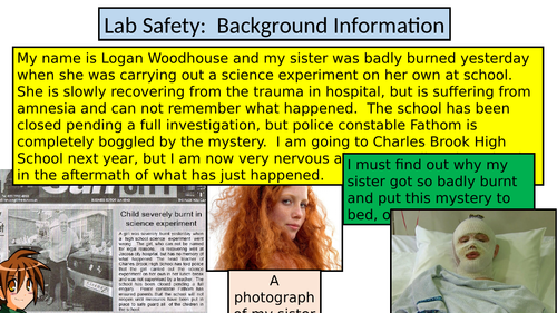 Introduction to Science at KS3 and Lab Safety - The Logan Woodhouse Case - Context Posters