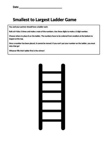 Reasoning maths game - ordering numbers