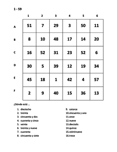 numeros numbers in spanish find it worksheet teaching resources