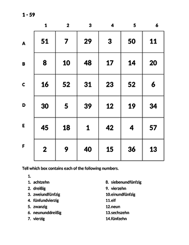 zahlen numbers in german find it worksheet teaching