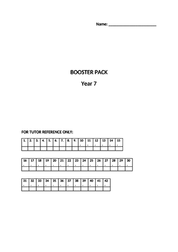 Year 7 Maths Booster Pack