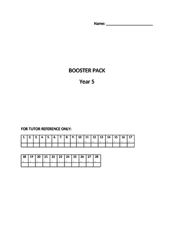 Year 5 Maths Booster Pack