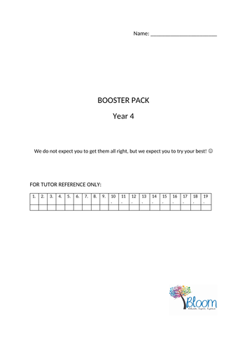 Year 4 Maths Booster Pack