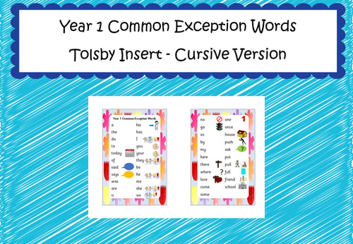 Year 1 Common Exception Words - Tolsby Frame Inserts (Cursive Version Included)