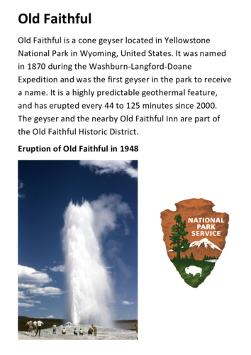 Old Faithful Handout