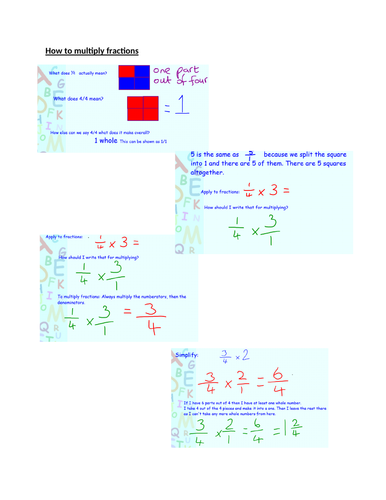 Step by Step Explanation of multiplying fractions | Teaching Resources