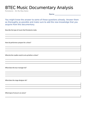 BTEC Music Documentary Analysis - On My Way Home - Pentatonix