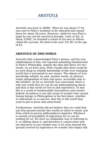 Aristotle - The Four Causes and the Unmoved Mover