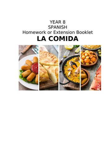 Y8 Spanish Homework or Extension Booklet on La Comida
