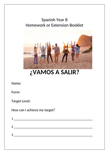 Y8 Spanish Homework or Extension Booklet on Vamos a salir
