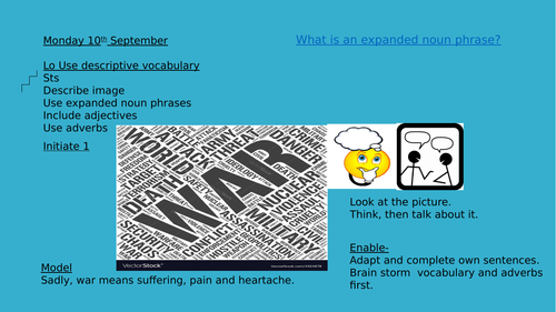 Year 5/6 WW1 theme.English, Week 1 of 3 based on War Game by Michael Foreman
