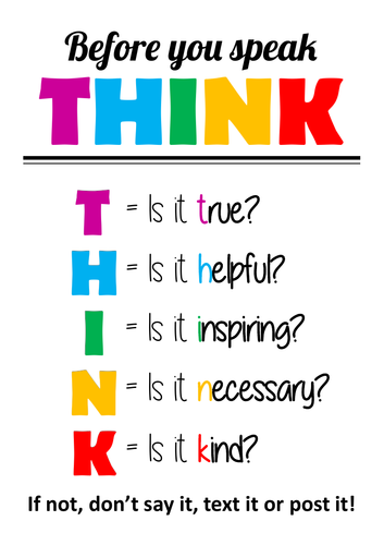 Think Before You Speak Poster Laminated