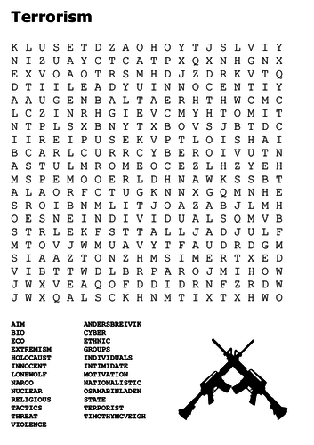 Terrorism Word Search