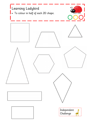 Colour in half - Year 1 Numeracy