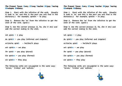 The Present Tense in German - a differentiated resource bundle