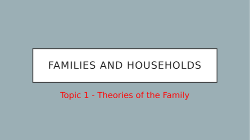 A Level Sociology - Theories of the Family